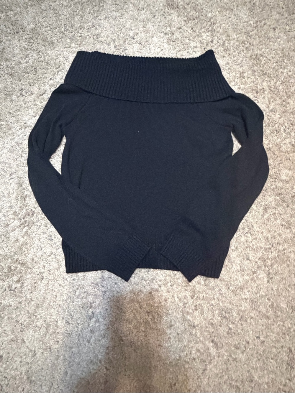 Aeropostale Black Off-Shoulder Ribbed Neck Sweater